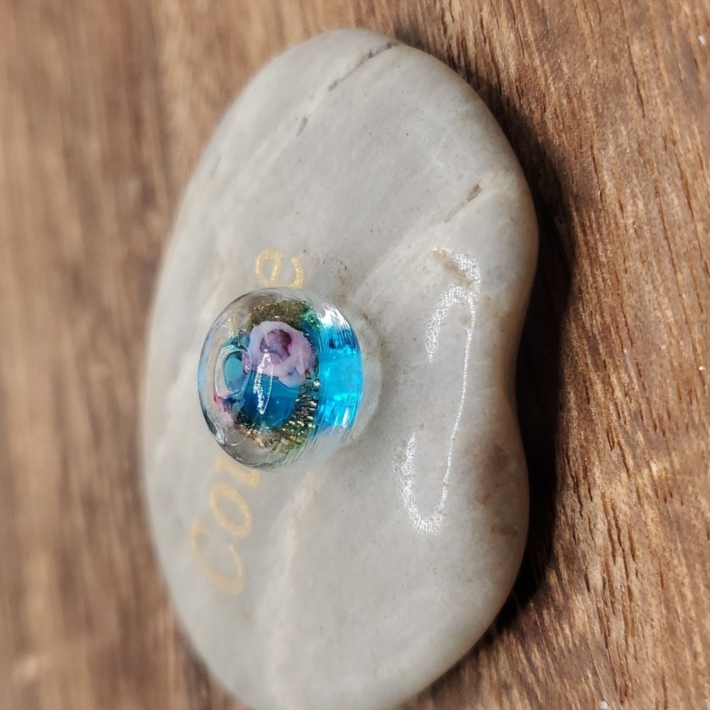 Blue pond cottagecore glass charm‎